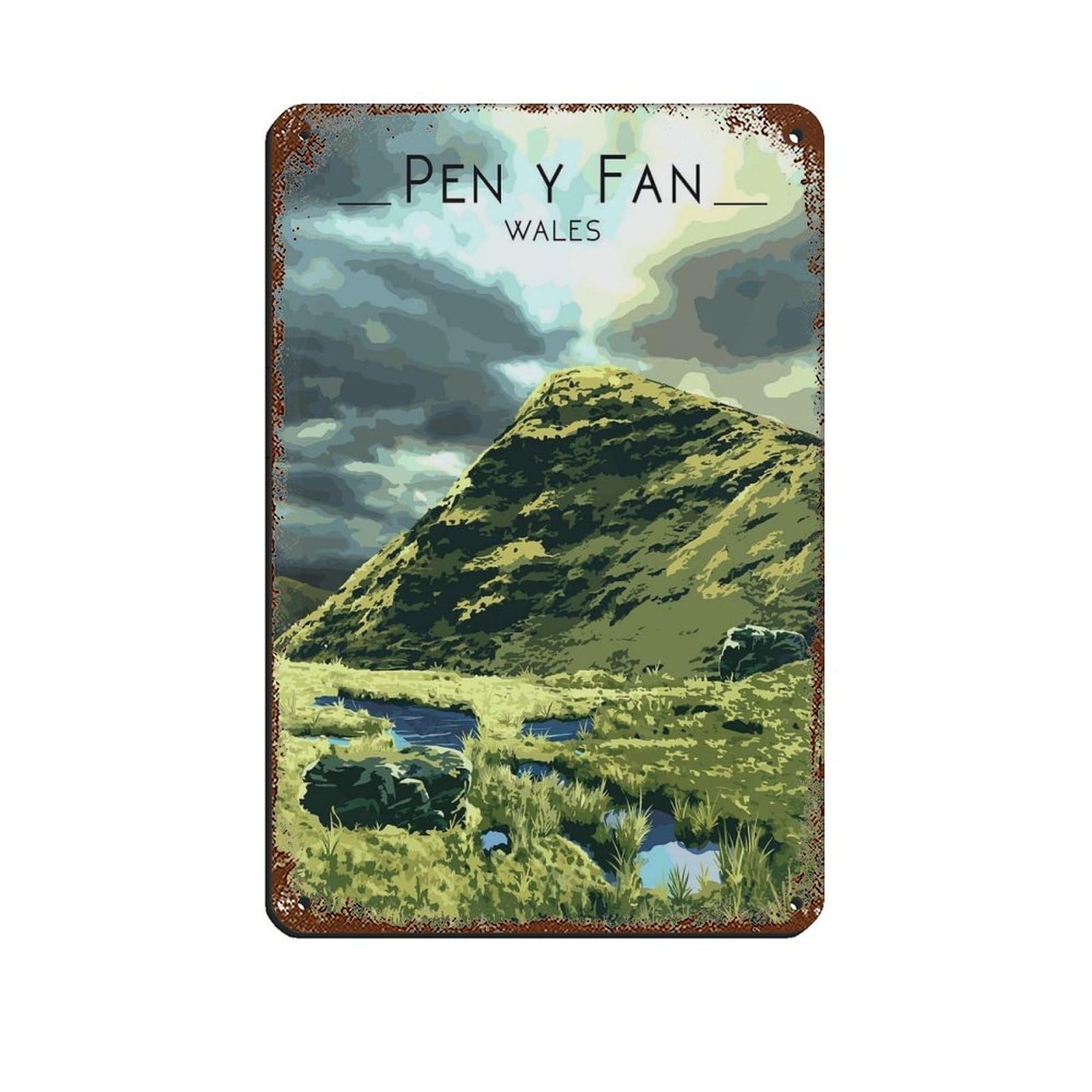 Lxwnze 20L X 30W Cm Pen Y Fan Poster,South Wales Travel Tin Sign Vintage Metal Pub Club Cafe Bar Home Wall Art Decoration Poster Retro 8X12inch(20X30cm)