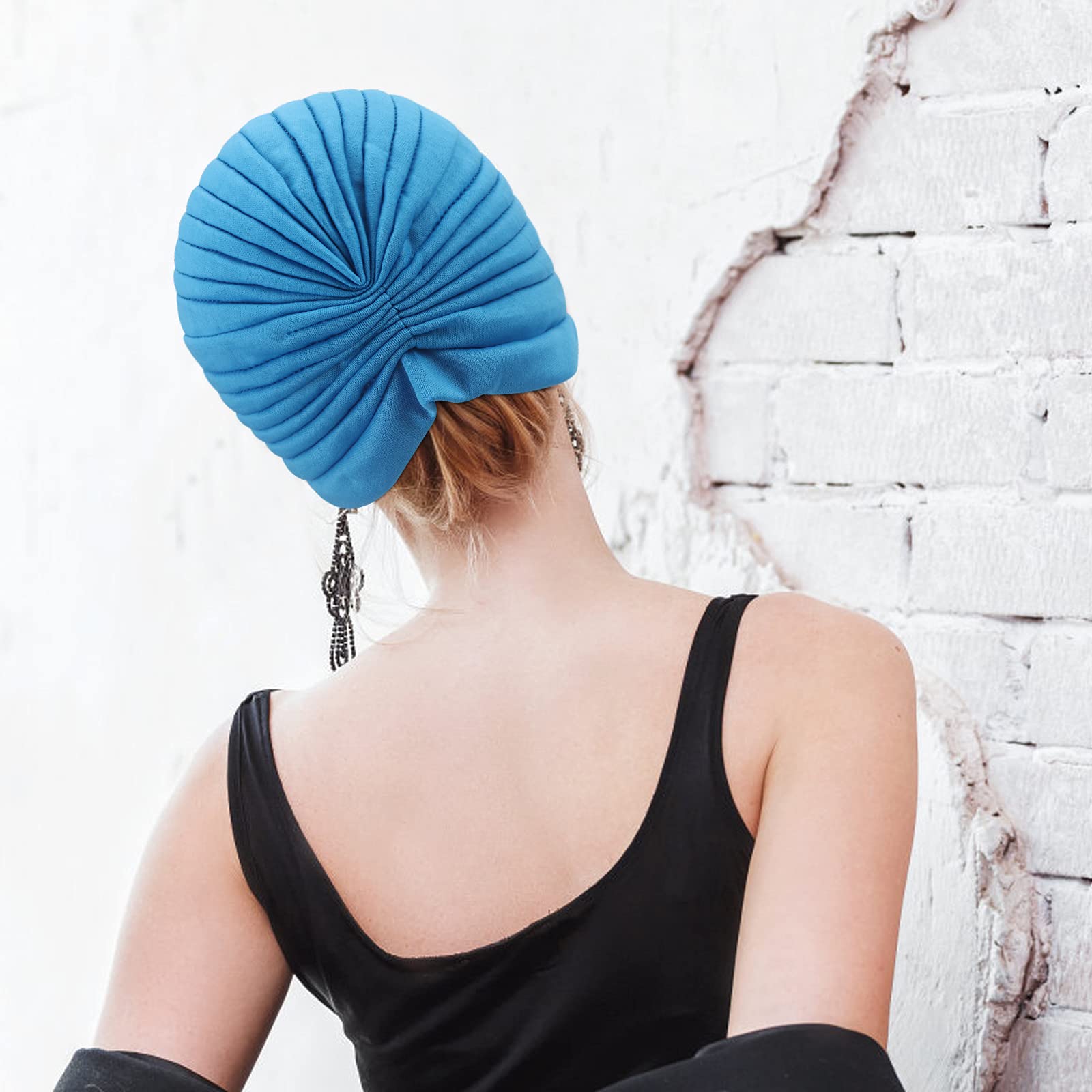 DRESHOW 5 Sztuk Damski Turban Afrykański Wzór Węzeł Opaska na Głowę Czapka Wstępnie Zawiązana Czapka Chemioterapia Kapelusz Przeciw Wypadaniu Włosów