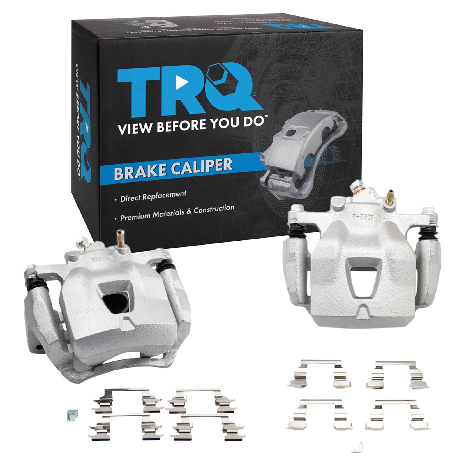 TRQ Front Driver and Passenger Side Brake Caliper Set Caliper Brackets Hardware Compatible with 97-01 Lexus ES300 98-04 Toyota Avalon 97-01 Camry V6 3.0L 99-03 Solara