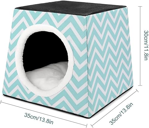 Miniatura 2 de Sofá plegable con diseño de casas y condominios para gatos y gatos, con almohada extraíble, ondas de agua azules