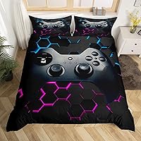 Vista 24 de Erosebridal - Conjunto de ropa de cama tamaño individual, de 2 piezas, 1 funda para edredón decorativa negra con estampado moderno de control