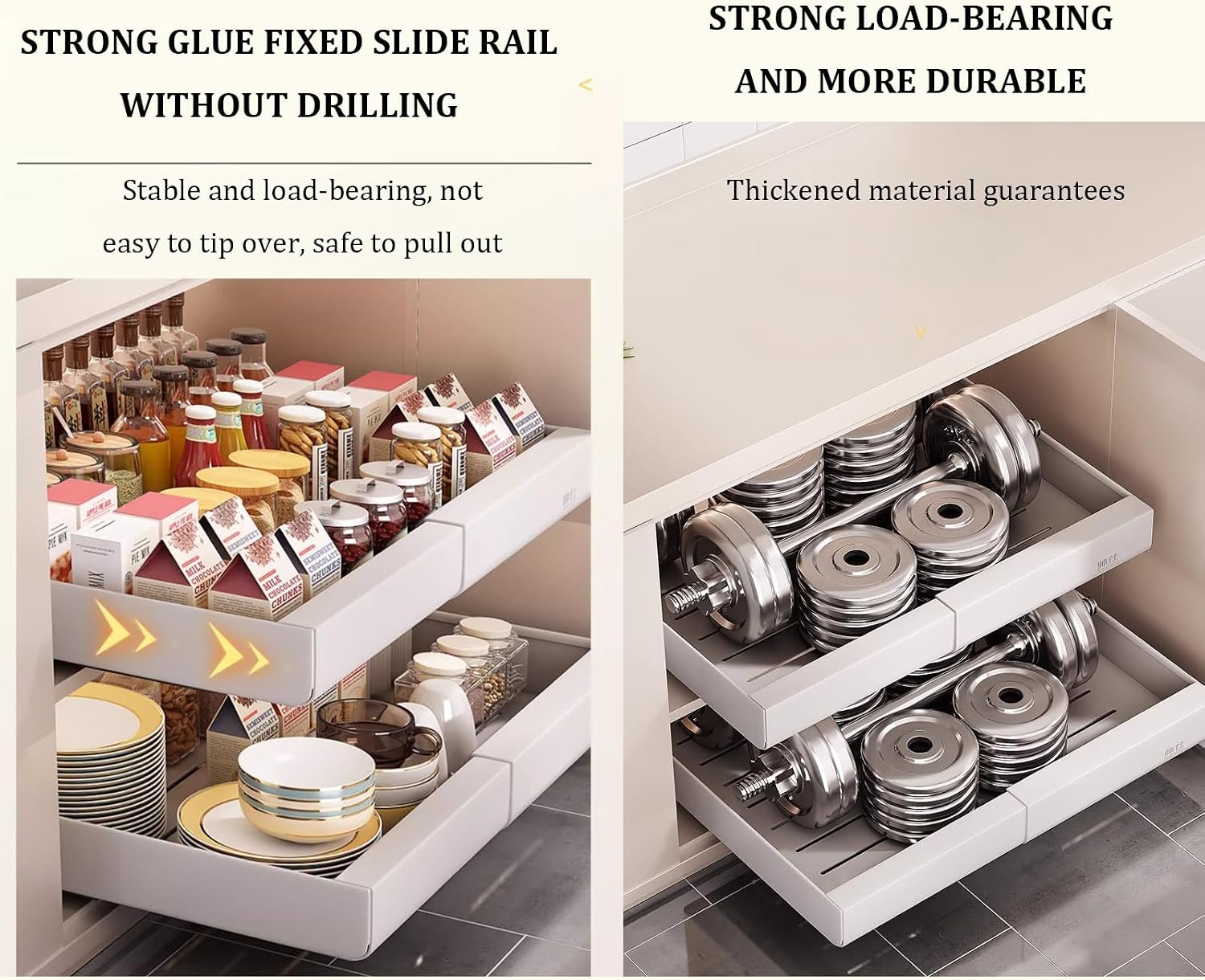 Pull Out Cabinet Organizer,cupboard pull out storage,Pull Out Drawer Fixed with Adhesive,No Need Drill and Nailing,for Kitchen, Living Room, Home. (Size : 30 * 43 * 7cm/11.8 * 16.9 * 2.7in)