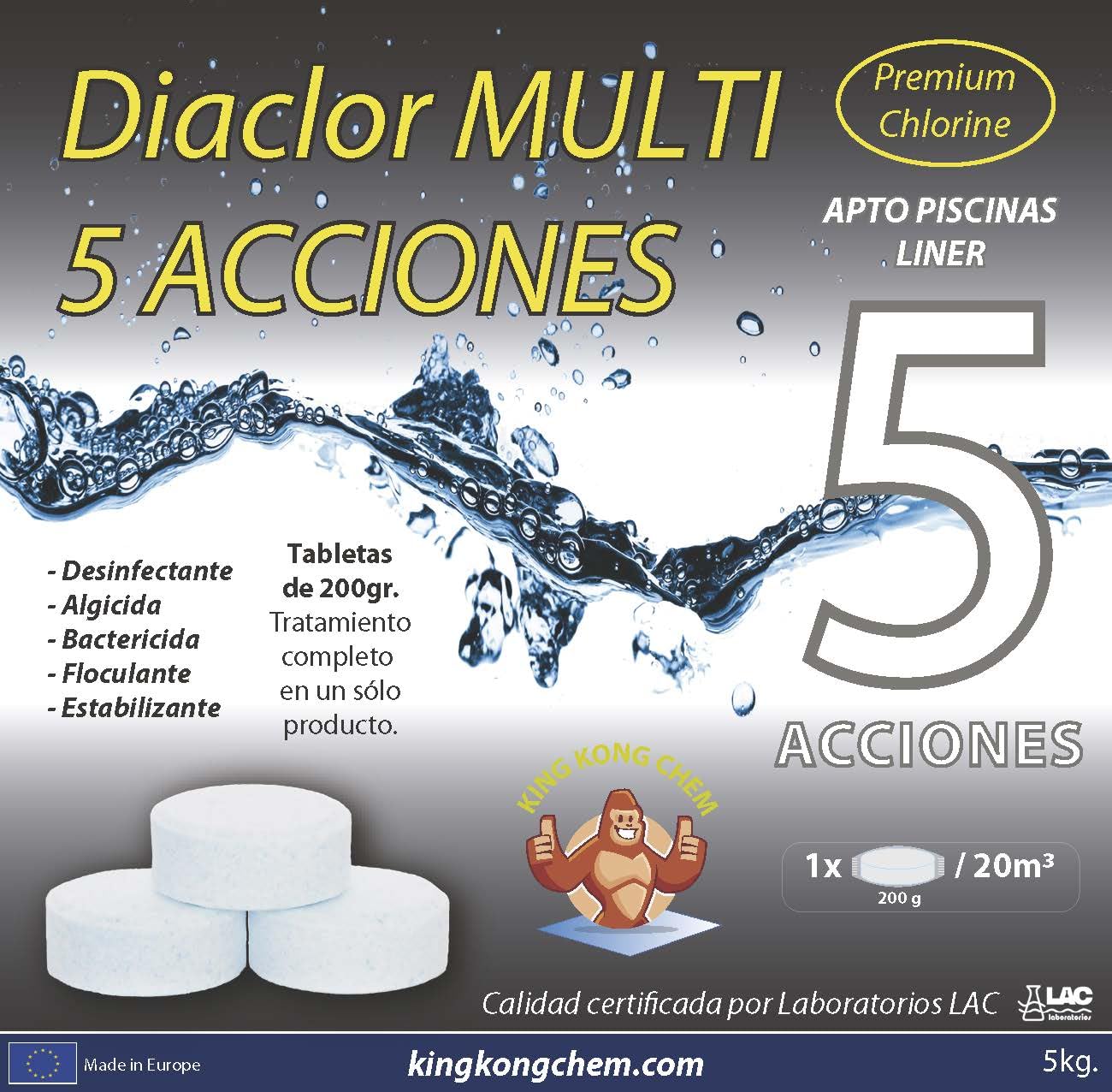 Kit de Inicio DIACLOR Multi 5 ACCIONES 200 gr 5 kg con dosificador Grande y termometro - (Kit de Inicio Grande)