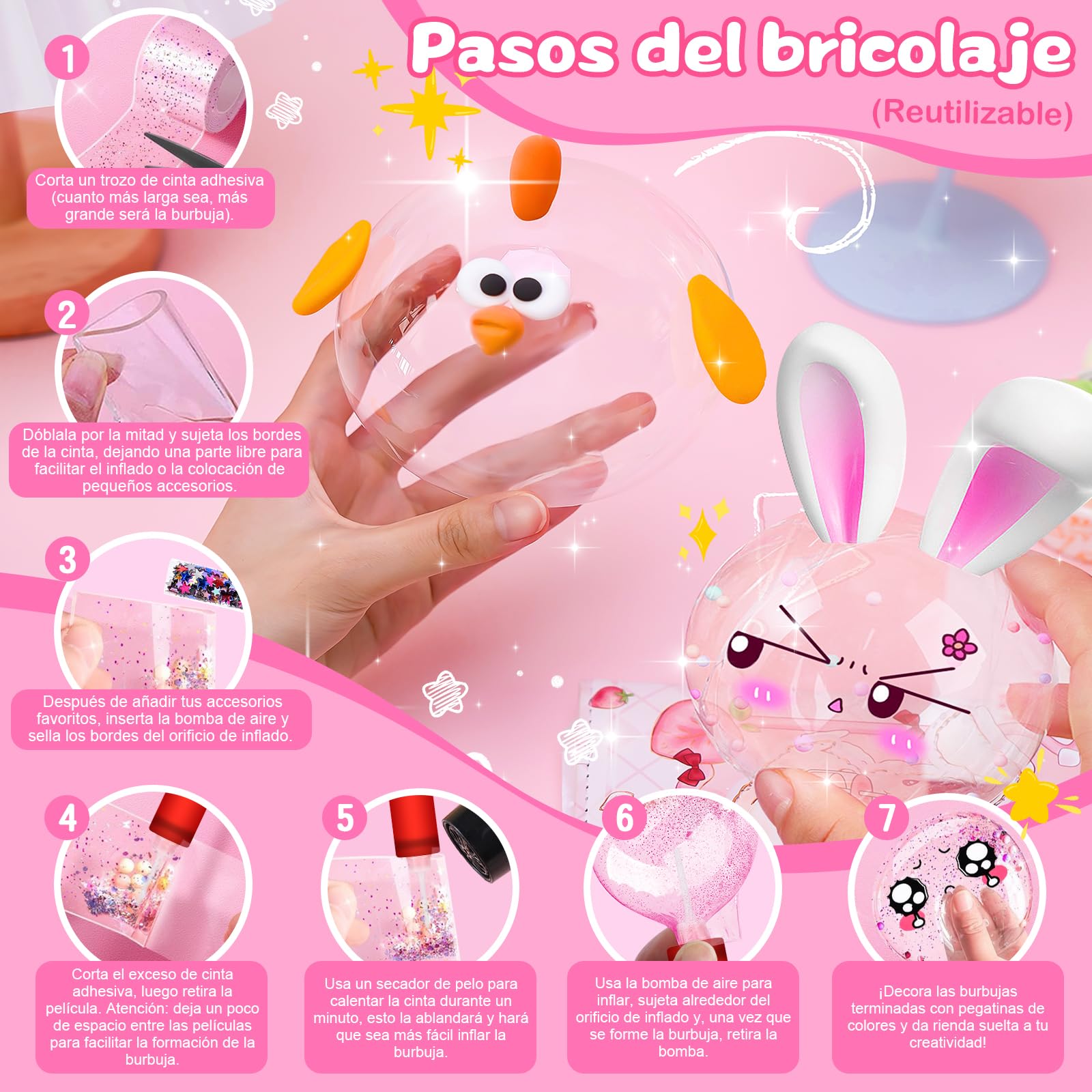 Kit de burbujas de nano cinta para niños y adultos con tutoriales de Kit de burbujas de nano cinta para niños y adultos con tutoriales de