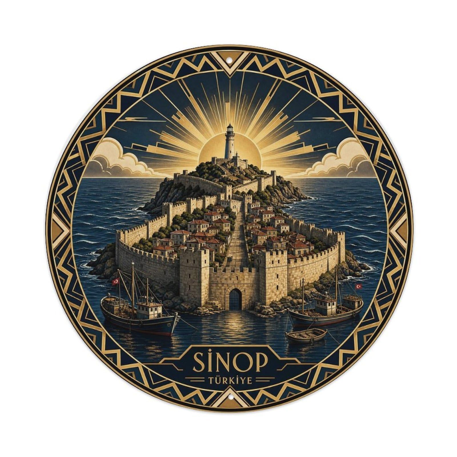 Sinop Turkey Harbor Fortress Heritage Deco Style Metal Tin Sign