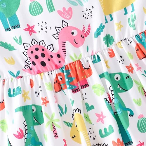 Miniatura 4 de Popshion Vestidos de niña con mangas con vuelo, vestido de verano para niños, fiesta de cumpleaños, sin mangas, vestido de 1 a 8 años