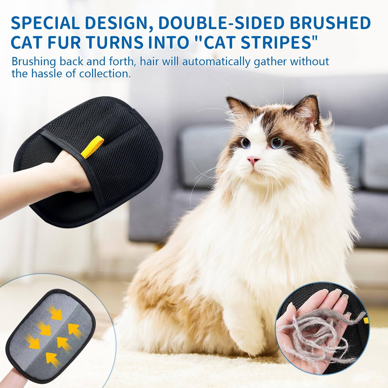 Gant De Toilettage Double Face Pour Animaux - 2 Pièces - Enlève Les Poils Sur Canapé, Vêtements