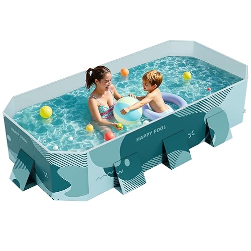 Flamaker Above Ground Pool Foldable Non-Inflatable with 3 drains Outdoor Swimming Pool with Hard Plastic Shell Portable Pool for Backyard Garden(Light Green, 100" x 52.76" x 19.88") - 100" x 52.76" x 19.88" - Light Green