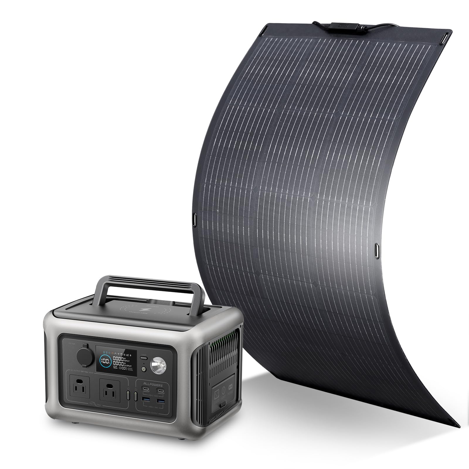Amazon.co.jp: ALLPOWERS R600 リン酸鉄ポータブル電源+SF100 100W 