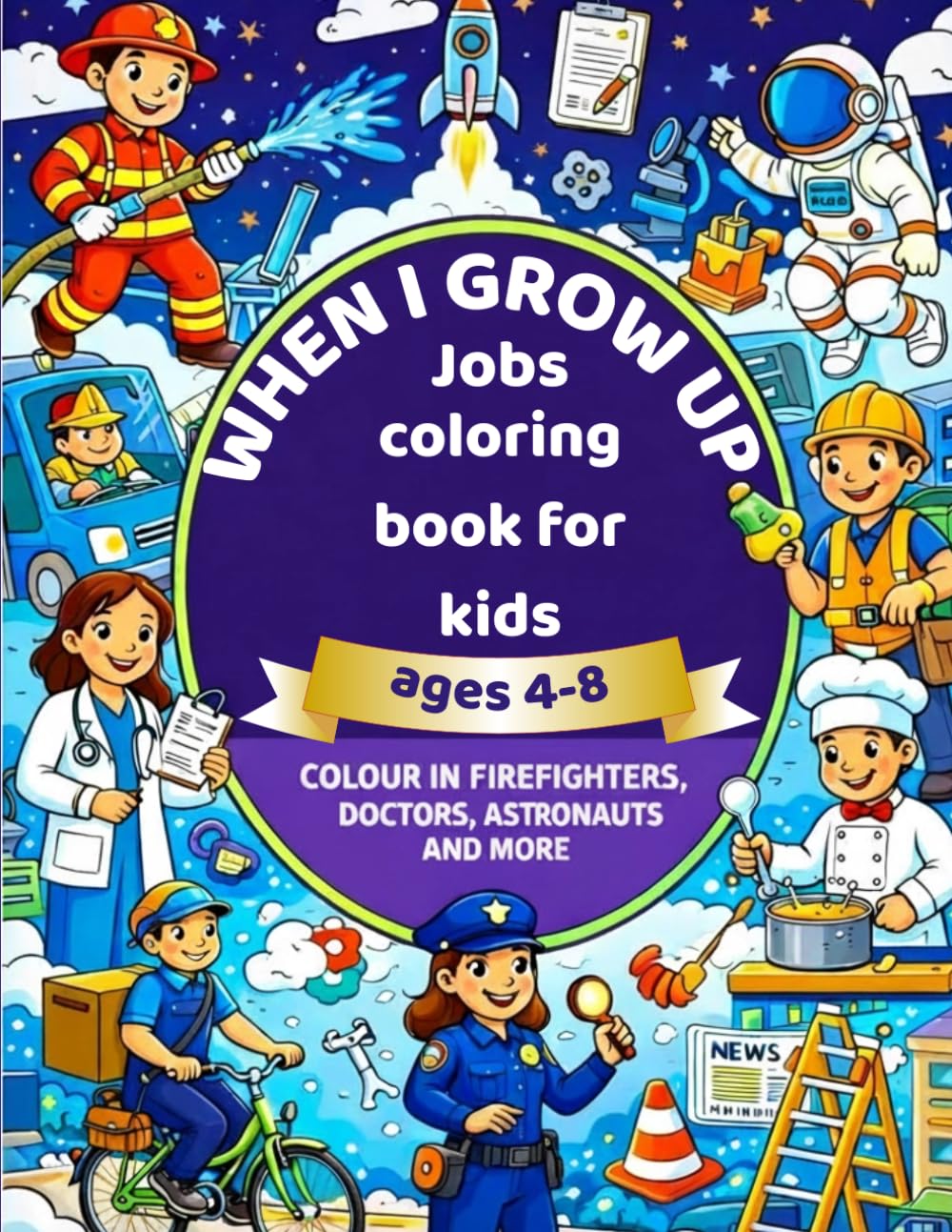 WHEN I GROW UP: My First Jobs Coloring Book: Discover Amazing Professions with 50 Fun Pages to Color for Kids Ages 4-8
