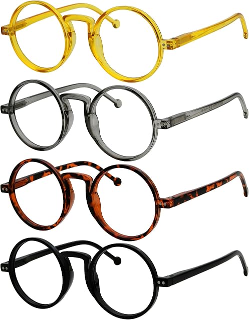 Eyekepper 4-pack Oversized Round Reading Glasses for Women Men Retro Readers