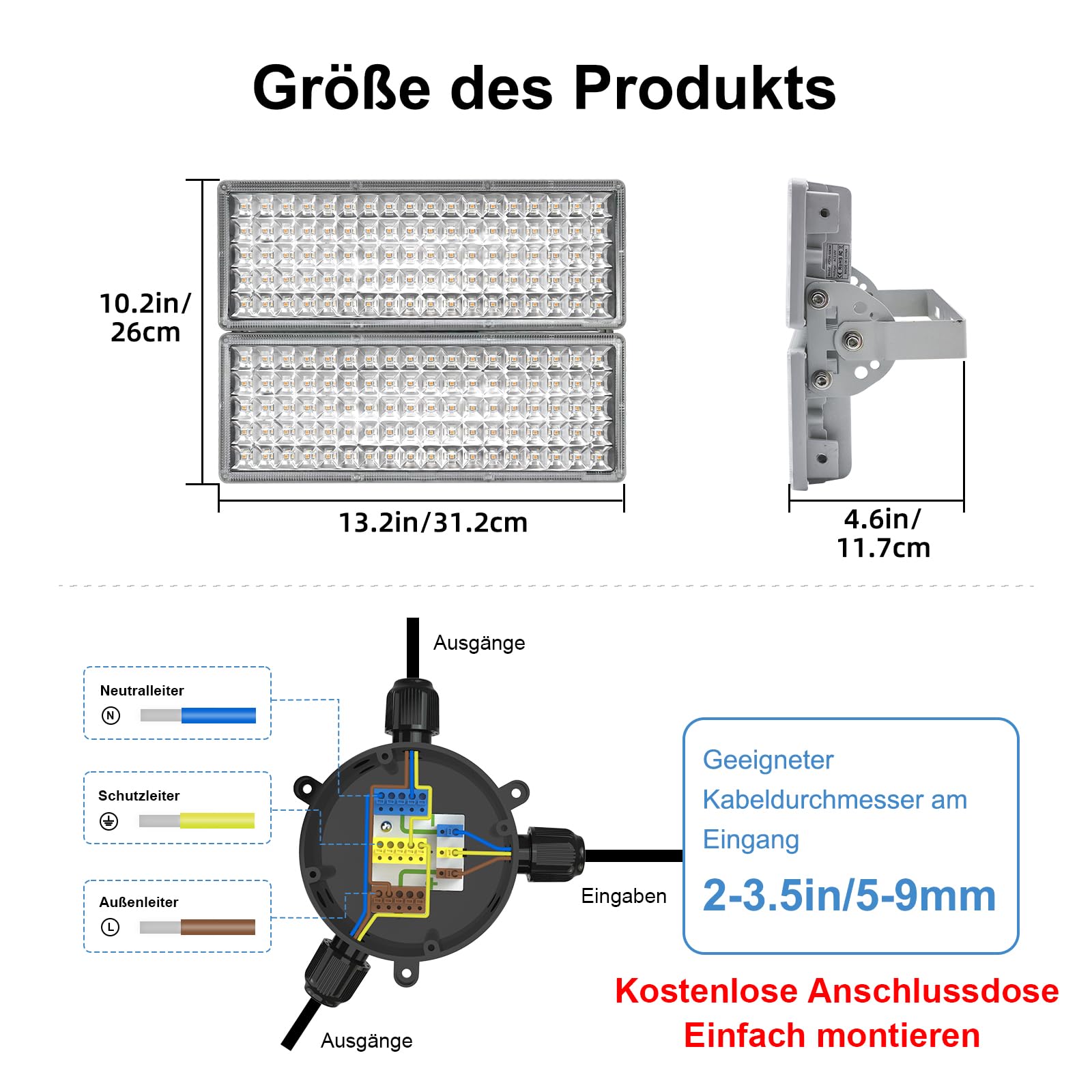 Reflektor zewnętrzny LED 200 W, 28000 lm, do użytku na zewnątrz, super jasny, 3000 K, ciepła biel, IP67, wodoszczelny, z regulowanym kątem, do ogrodu, na boisko sportowe, taras