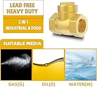 Vista 4 de Válvula de retención horizontal NPT de 1/2", válvula de retención oscilante de latón sin retorno para evitar el reflujo de agua, válvula