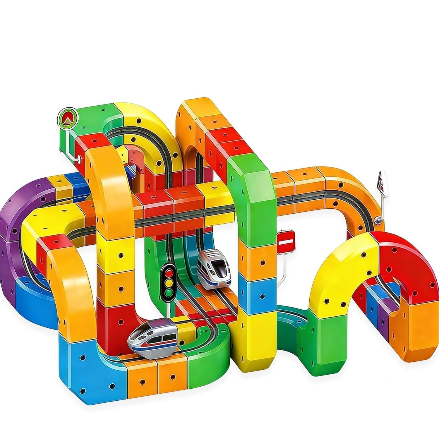 Dezigo Electric Train Track Set for Kids 3D Flexible Race Track Building Blocks Modular Train Toy Educational STEM Learning Set for Boys and Girls Creative Construction Play-image-23