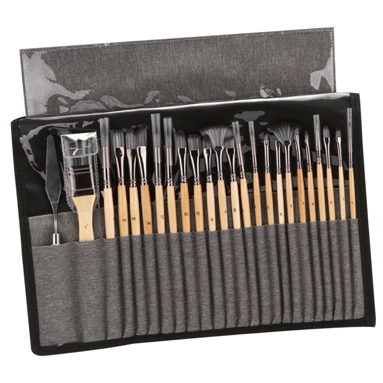 Ensemble de Pinceaux D’Art 24 Pièces pour Artistes, Poils Nylon