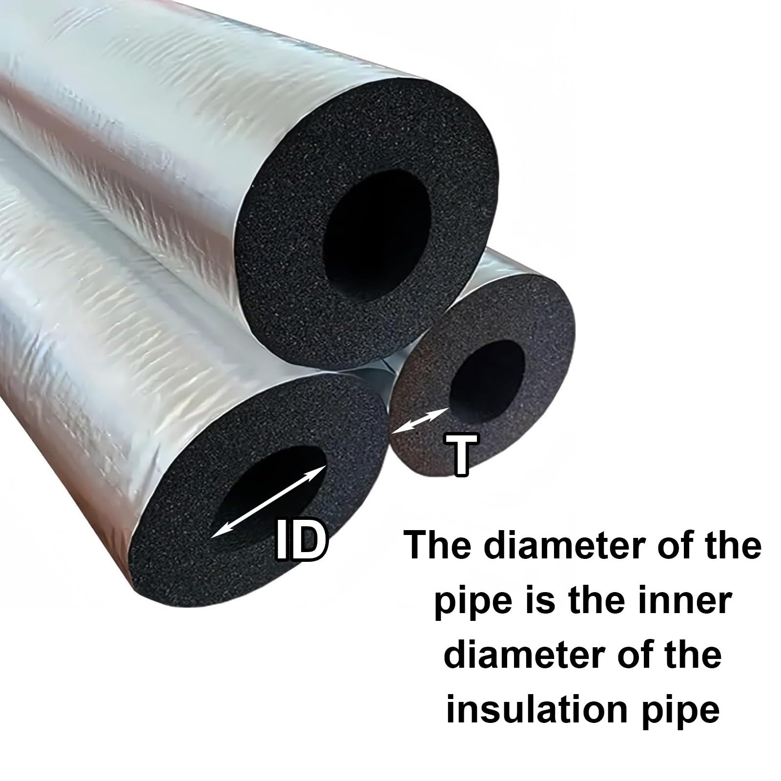 Tuberías de Aislamiento Aire Acondicionado Anticongelante Tubo Aislamiento Autoadhesivo Semiabierta Espuma Tubería Tubo Aislamiento Termico para Industria y Construcción Fácil De Instalar ID 22-120mm(