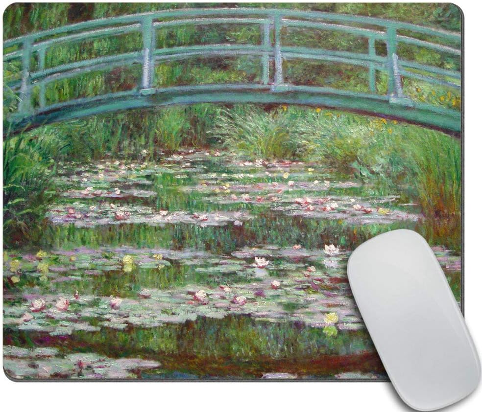 Decorative Mouse Pad Art Print Painting Monet Footbridge Rectangle Non-Slip Rubber Mousepad Gaming Mouse Pad