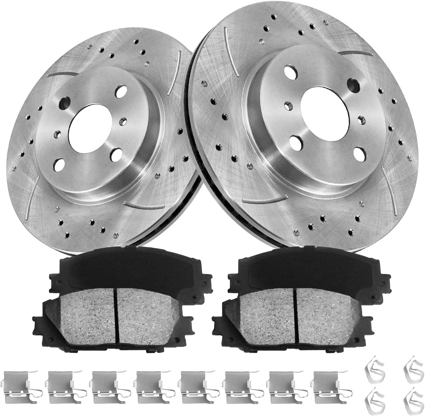Anpulsero Front Brake Pads Rotors Kit Compatible with 2007-2018 Toyota Yaris, 2012-2019 Toyota Prius C, 2013 Scion iQ 【Rear Drum Model，not fit Disc Model】Front Automotive Replacement Brake Kit
