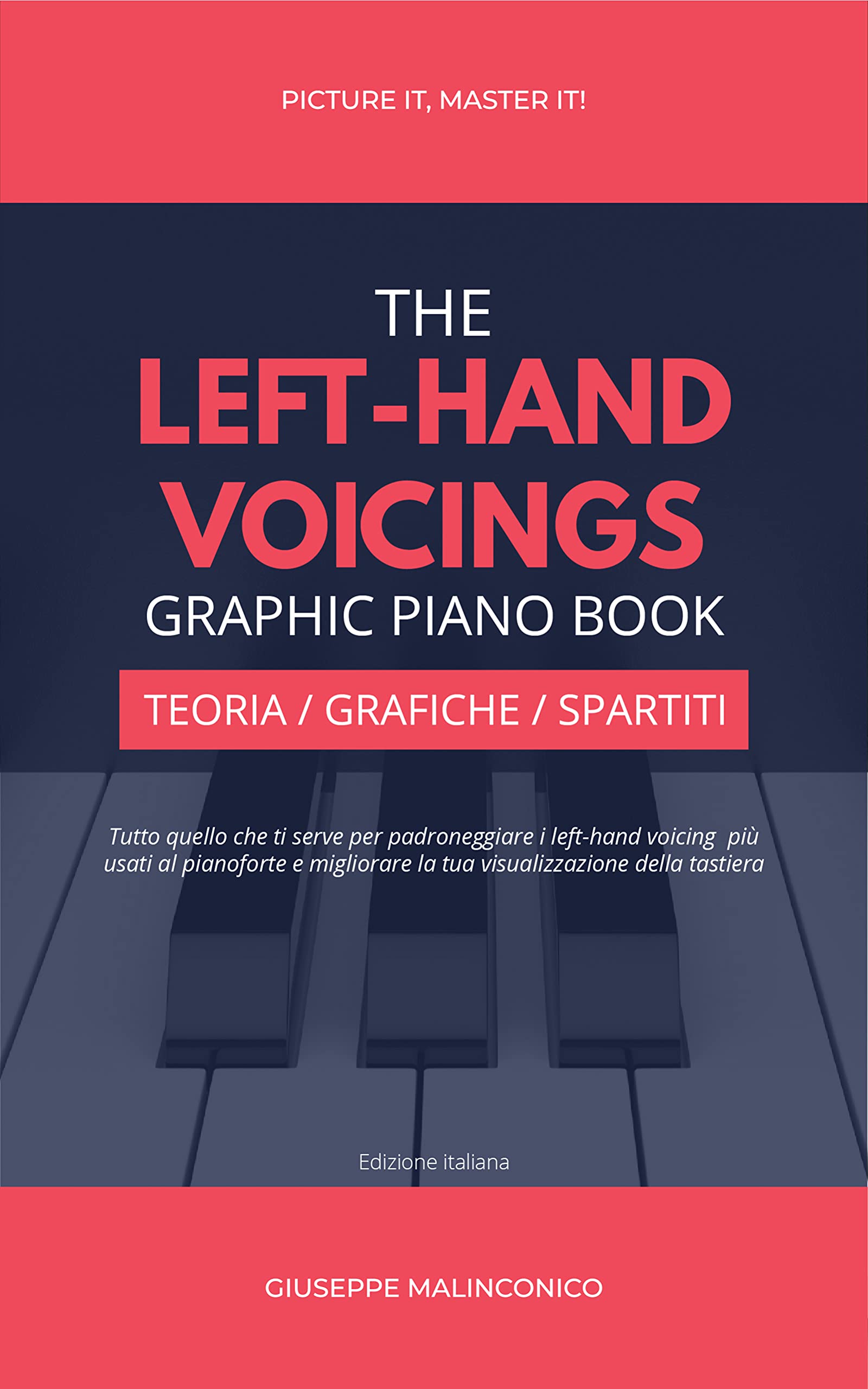 Livre de piano Left-Hand Voicings avec théorie et partitions en italie