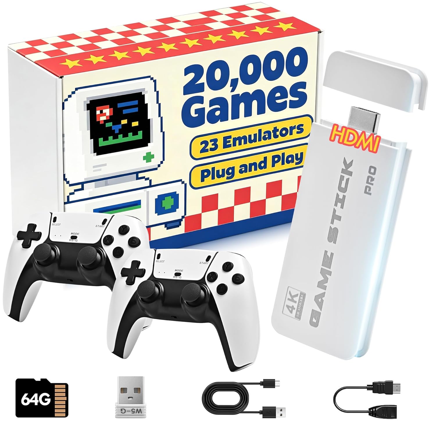Retro Game Stick With 20000 Classic Games and 23 Built In Emulators, Plug and Play Setup Reduce Search and Install Hassle, Turns Any HDMI TV Into a Classic Video Game Console, Perfect for Kids Parents and Gifts
