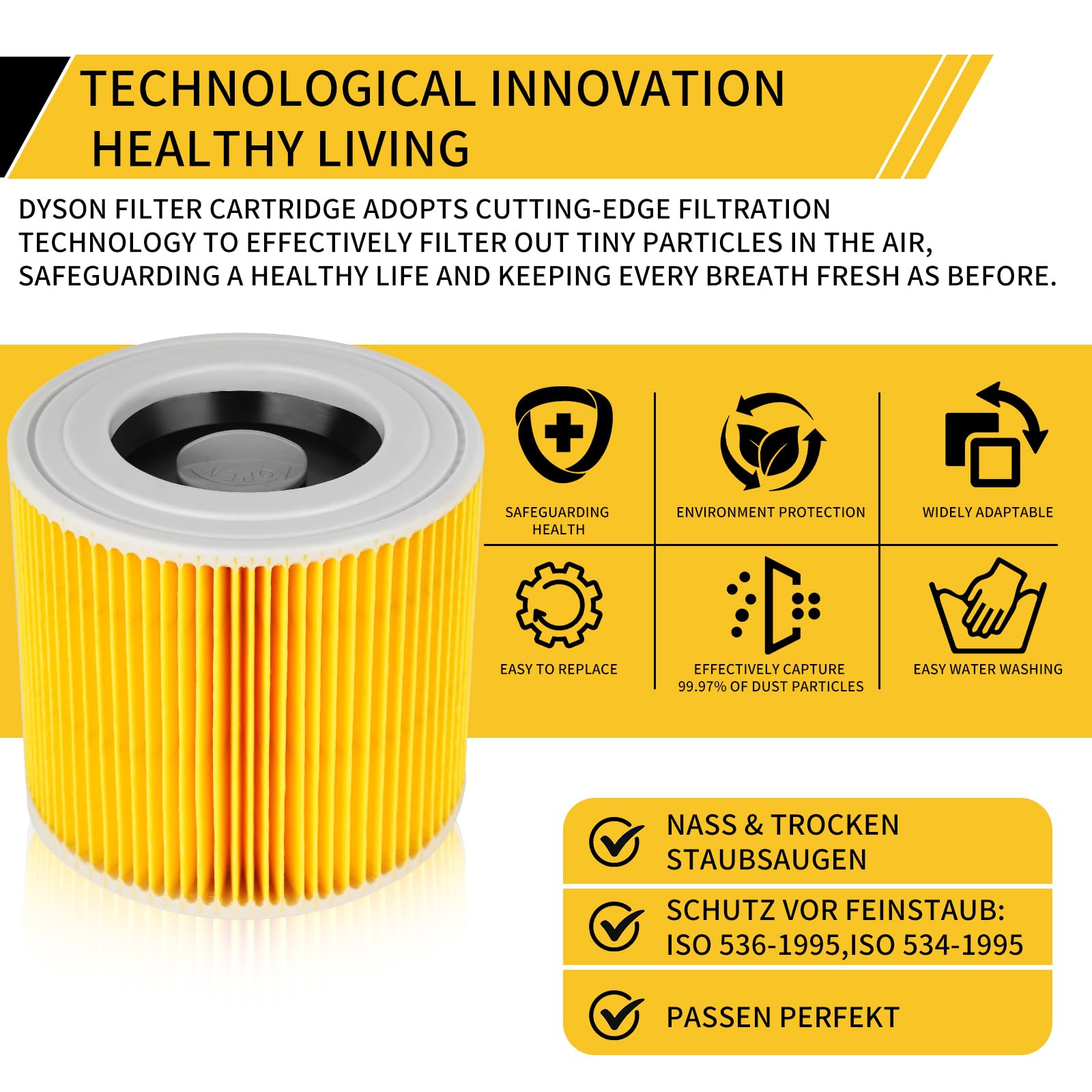 Filtre à Cartouche, 4x Filtre Aspirateur Pour Karcher, Aspirateur Pour Kärcher WD3 Premium, WD2, Filtre WD3, MV3, MV2 SE4001 SE4002,Filtre De Rechange Pour Aspirateur Pour Kärcher 6.414-552.0/64145520