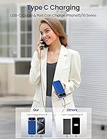 Vista 5 de 12000mAh Lightweight-Portable-Charger-Power-Bank with Built-in Cables and AC Wall Plug, PD20W USB-C Fast Charging Battery Pack, LED Display External