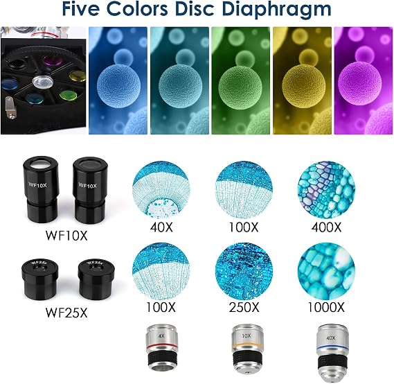Binocular Microscopes (40X-1000X) Compound Biological Microscope Double Layer Mechanical Stage, Mobile Phone Holder for Laboratory Use for Adults, Teenagers, College Students