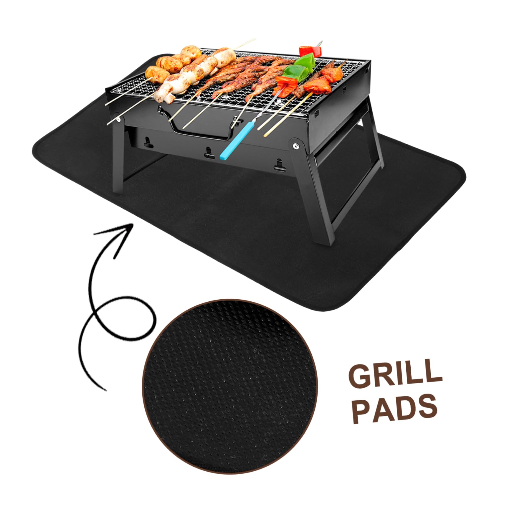 Tappetino per Barbecue Ignifugo in Fibra di Vetro Nero, Resistente al Calore, Protezione per Prato e Terrazza, Uso sotto Griglia
