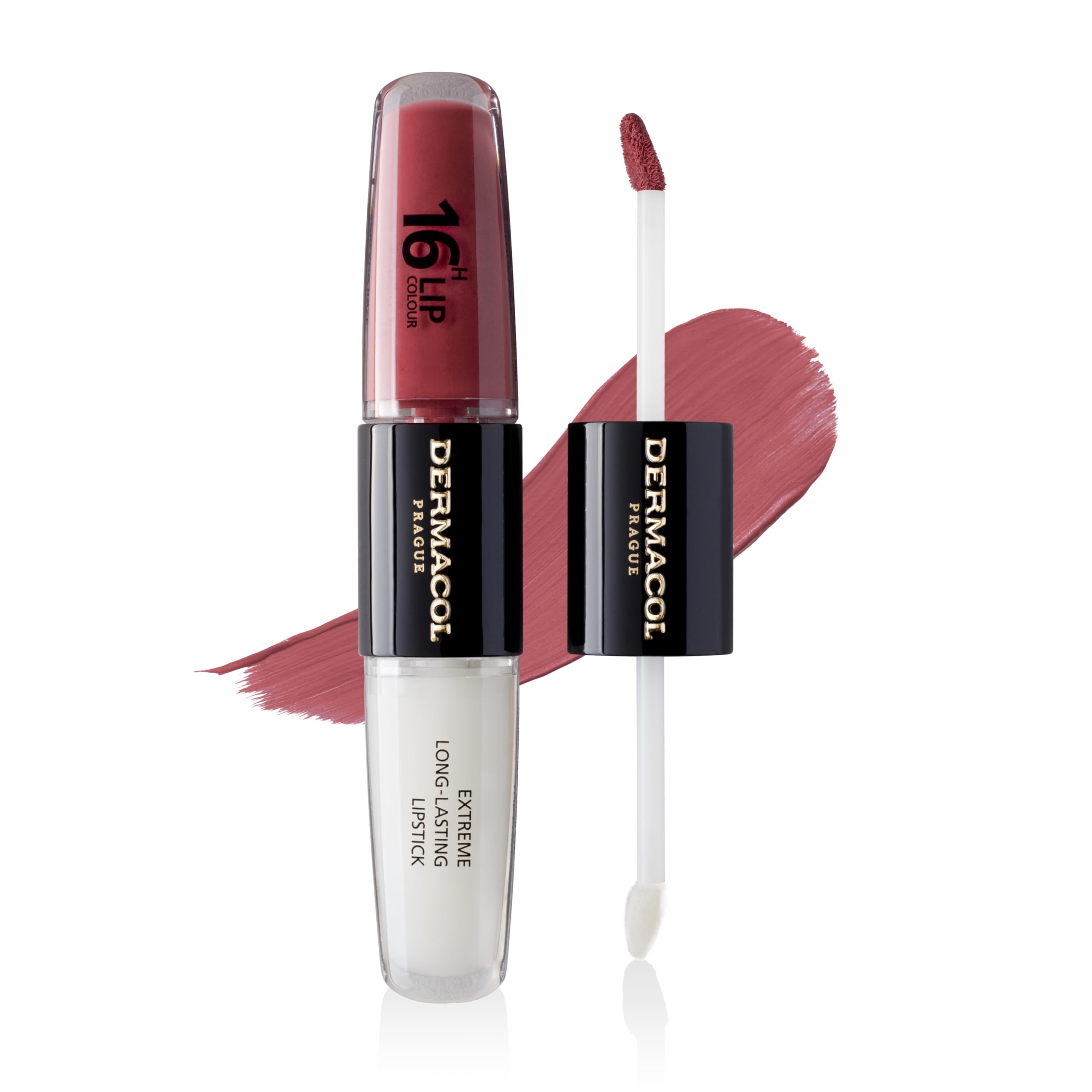 NEU Dermacol - 16-Hour Lip Colour, High Pigmentation Lip Gloss, Two-Phase Lip Gloss, Kiss-Proof Lip Make-up with Matte Finish and Shine (Kussmundsicheres Lippen-Make-up mit mattem Finish und Glanz)