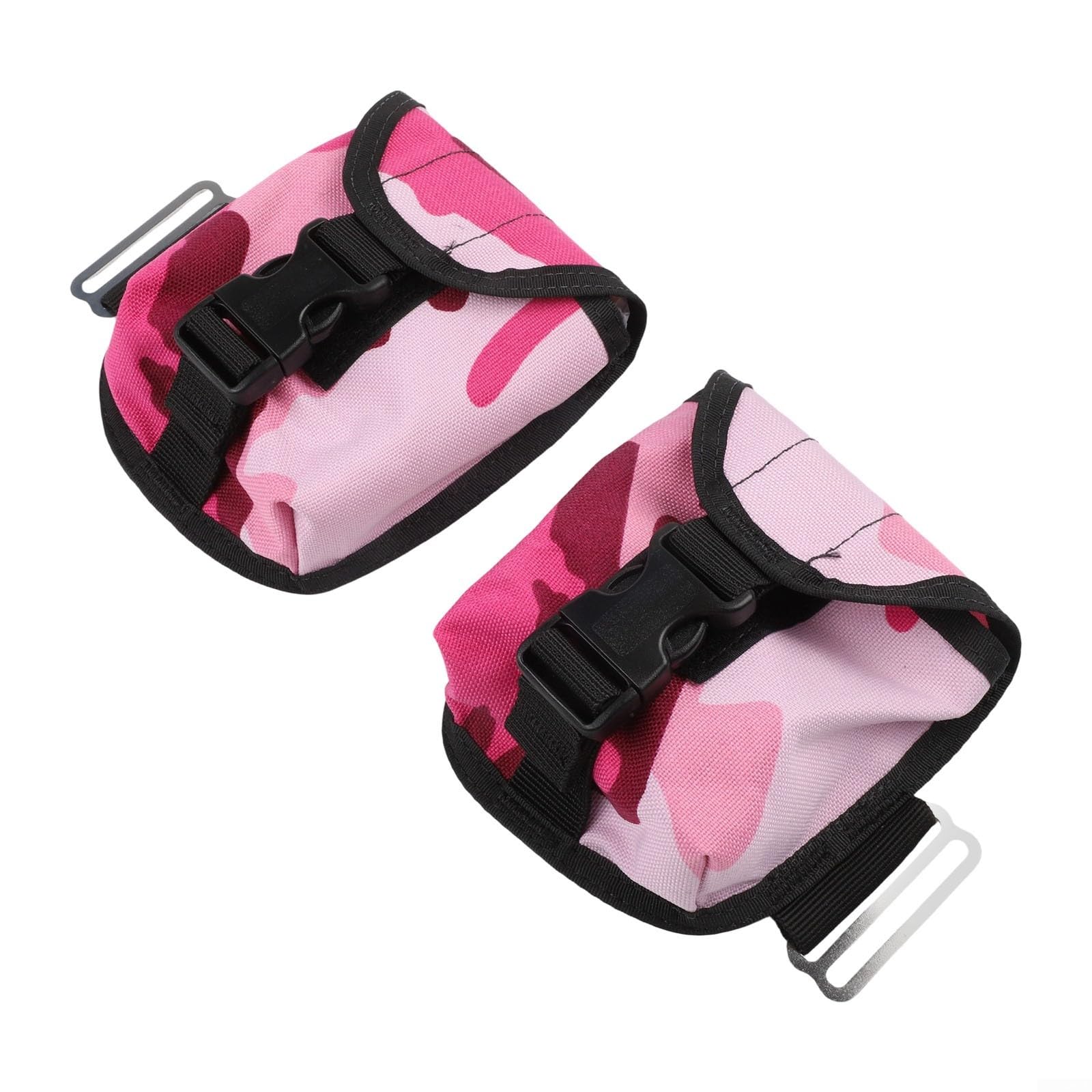 2-Pack Scuba Diving Weight Bag 2kg with Quick Release Buckle, 1000D Nylon Dive Weight Pouch for Waist Belt, Tank Band or Backplate, Underwater Counterbalance Gear(Pink)