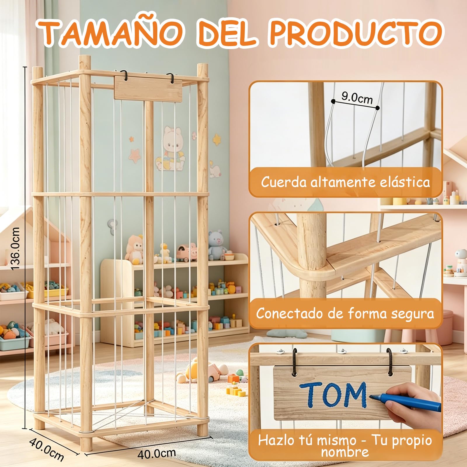 Organizador de Madera para Juguetes y Peluches, 3 Niveles, Gran Capacidad, Ahorra Espacio, Adecuado para Habitación Infantil, Sala de Juegos y Dormitorio