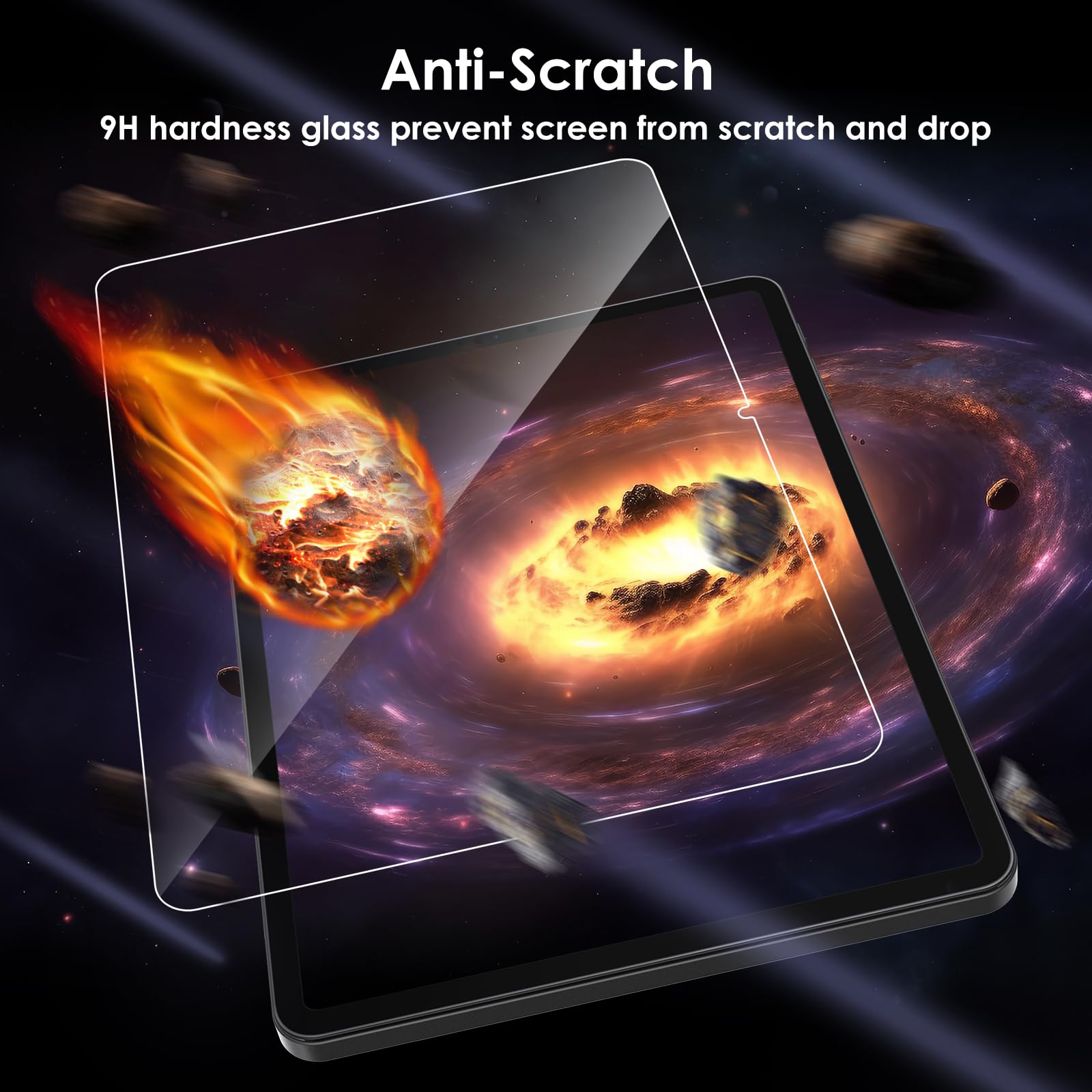 2er-Pack Displayschutzfolie kompatibel mit FEONAL 2026 2025 Tablet 11 Zoll Android 15 Tablet, gehärtetes Glas, klare Folie, kratzfest, 9H Härte, einfache Installation