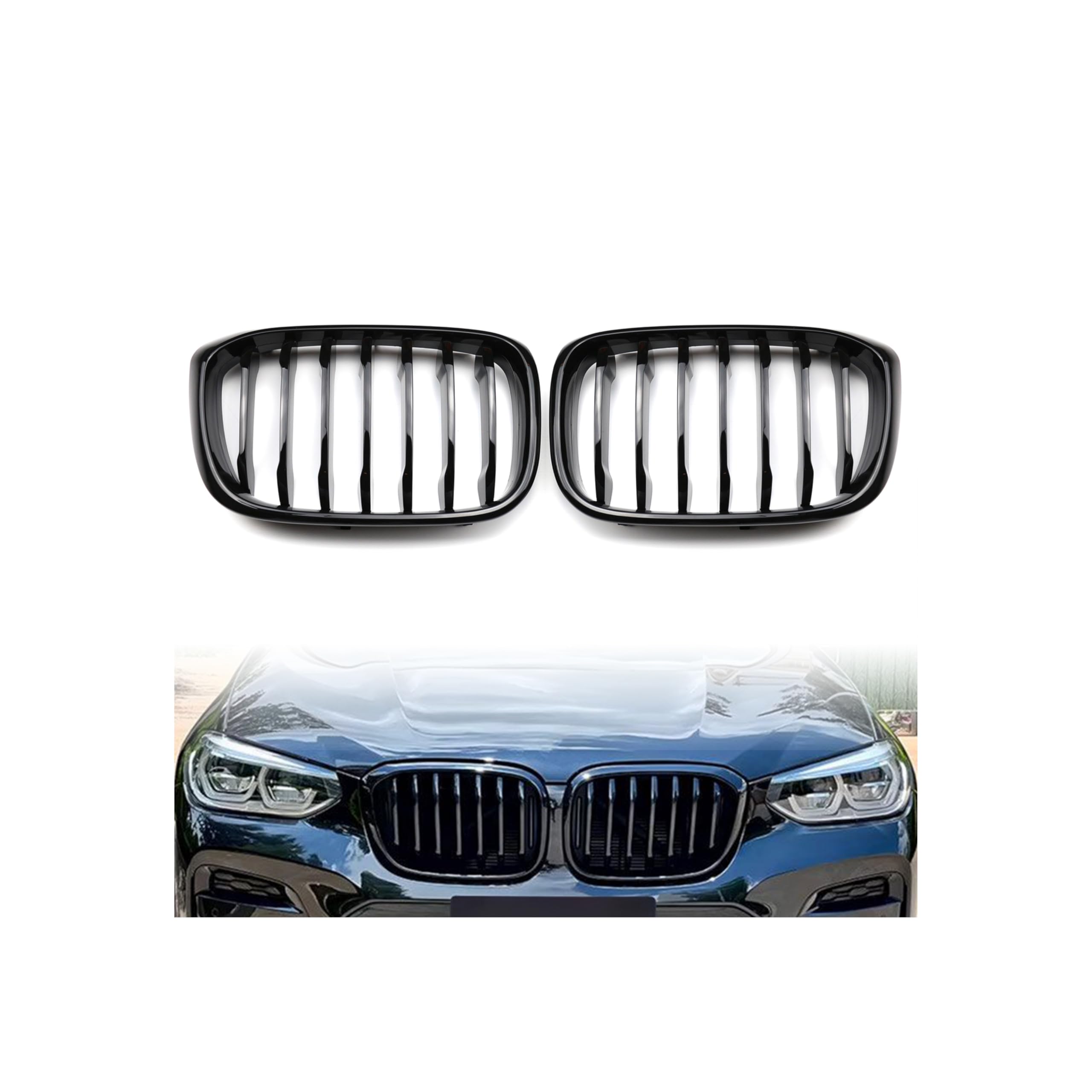 Zealhot G01 G02 Front Kidney Grill for BMW 2018-2021 X3 G01 2019-2021 X4G02 | Gloss Black…