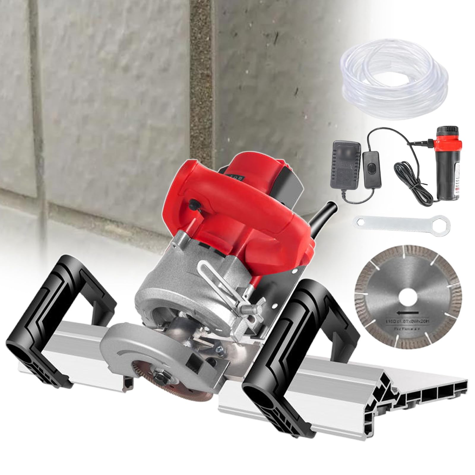 Máquina biseladora de azulejos de 43 grados, herramienta de corte biselado de azulejos de 1200 W, corte de agua húmeda de 13000 rpm, con hoja de sierra de repuesto (máquina individual)