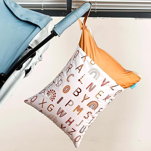 Miniatura 6 de HappyFlute Impermeable reutilizable con dos bolsas húmedas y secas con cremallera para pañales de tela para bebés y niños, viajes, playa, piscina,