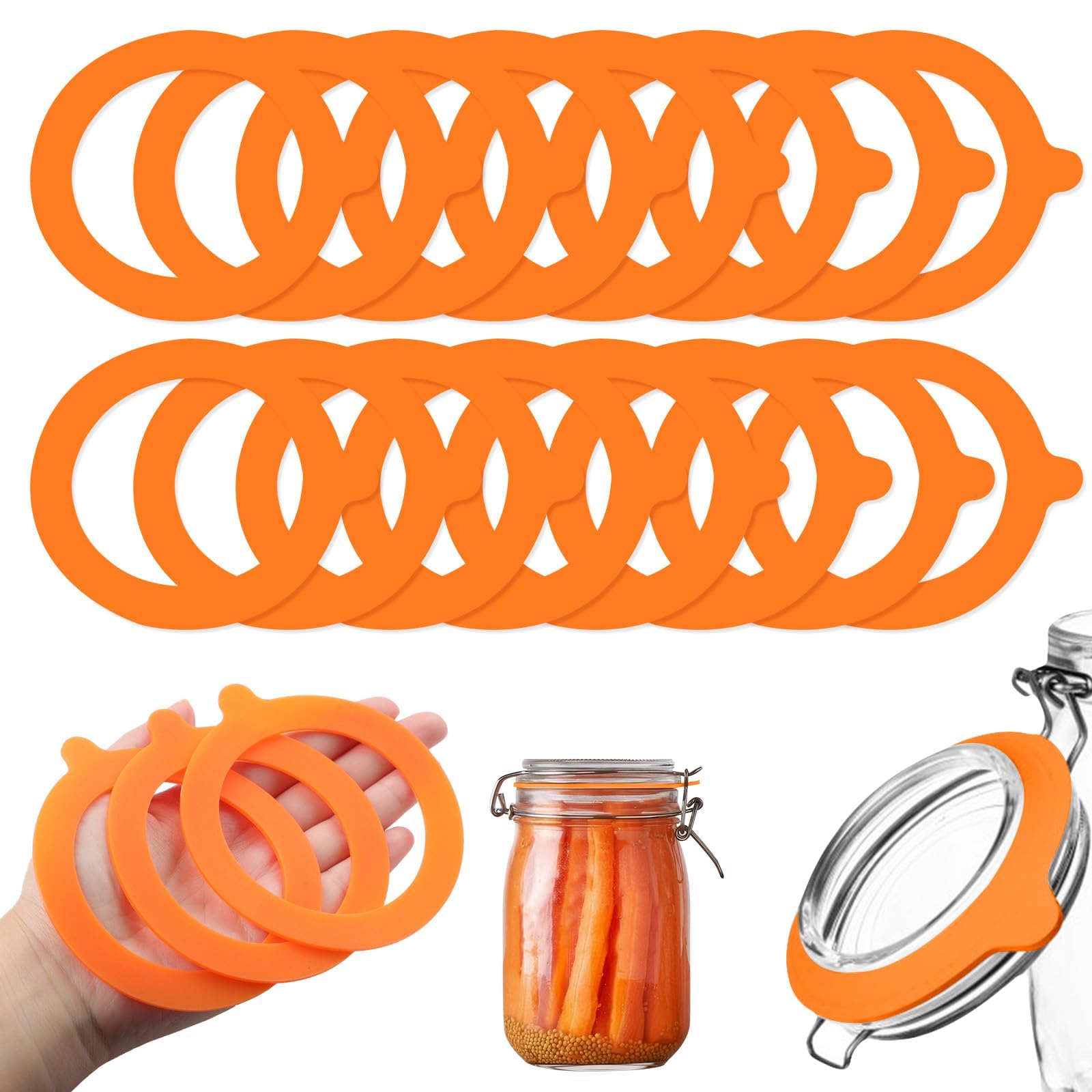 Inmaakrubberringen - Herbruikbaar en Lekvrij - 15 Stuks - Oranje