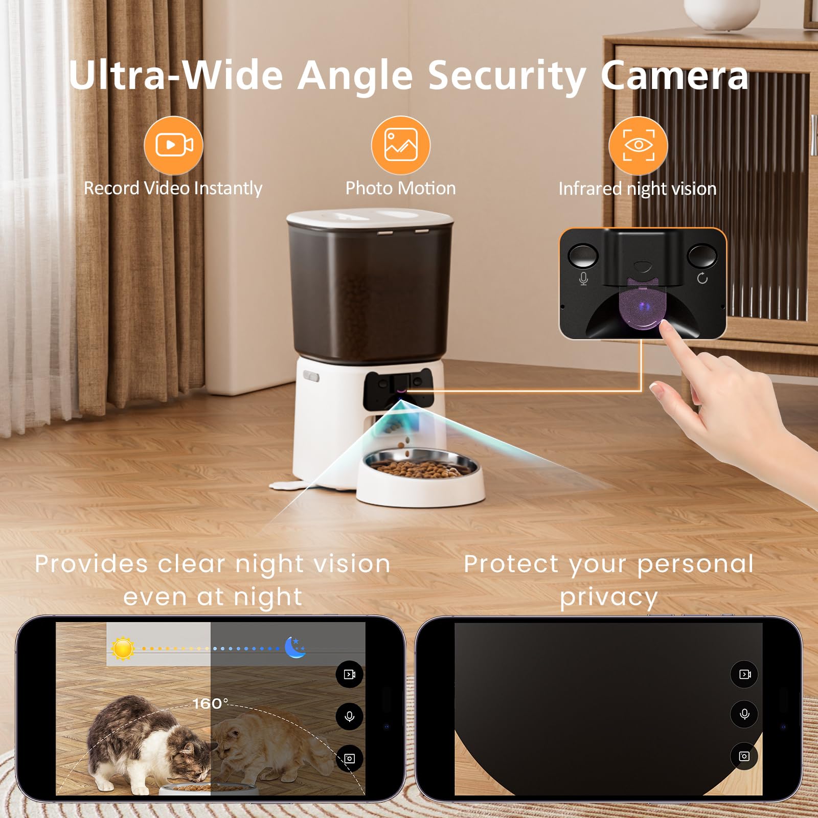 Automatic Cat Feeder with Camera, 4L WiFi Smart Pet Feeder with APP Control, 1080P HD Video, Night Vision,Voice Call, Motion Detection, Dual Power Supply, Stainless Steel Bowl,Supports 5GHz/2.4GHz - image 2
