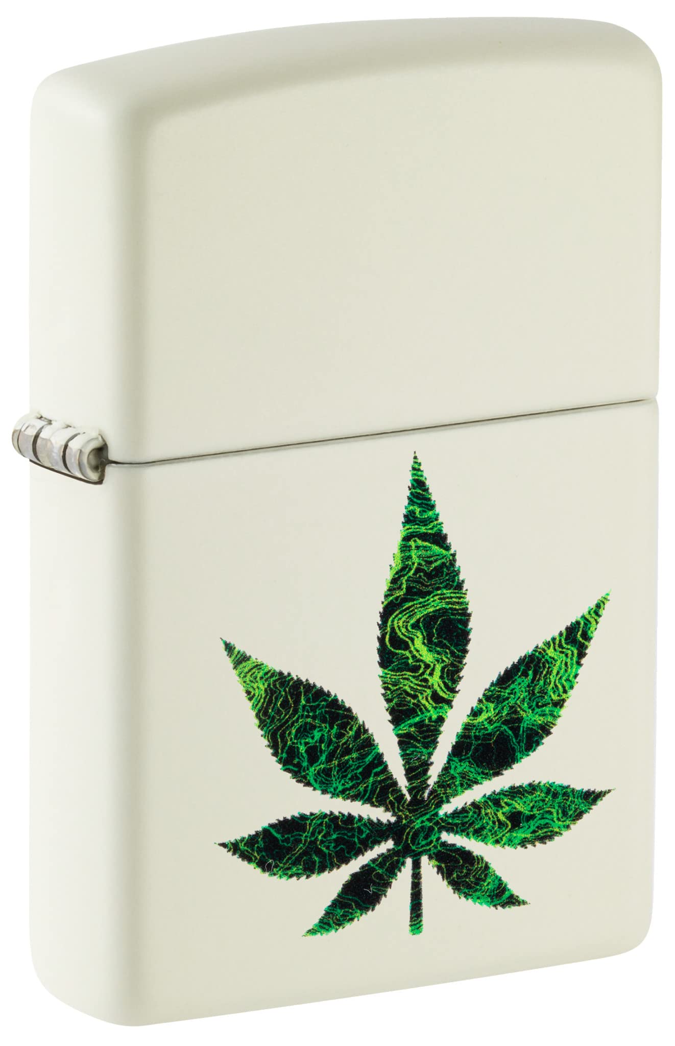 Zippo Sturmfeuerzeug - Modell Cannabis Glow - White mit Color Image, Glow-in-The-Dark Finish - Nachfüllbar - Wiederverwendbar - Windfestes Design - Made in USA