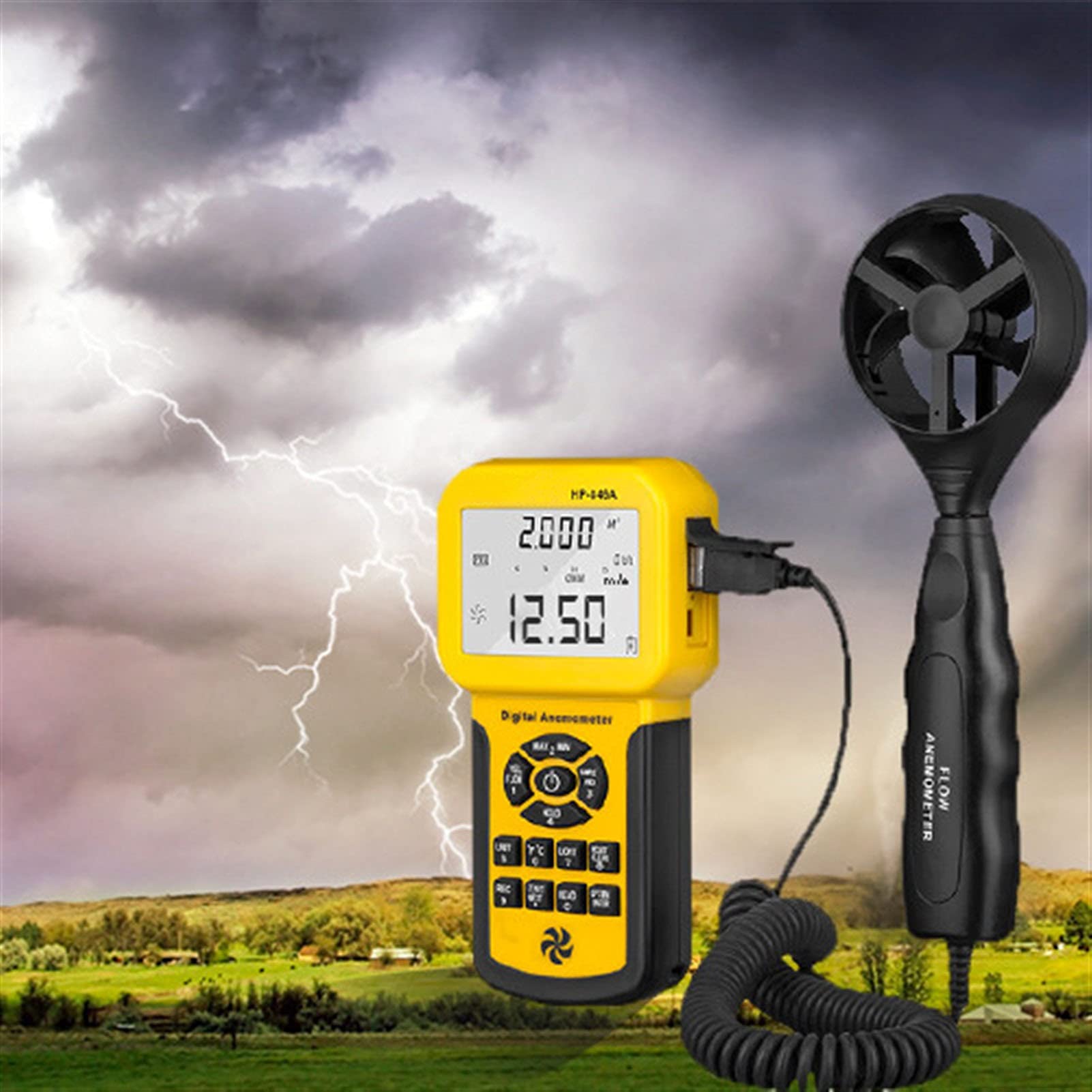 Sensor de velocidad del viento 846A Anemómetro digital Volumen de aire Medida de instrumentos Registro de datos y probador de mano
