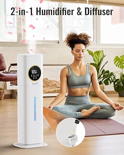 Miniatura 6 de Humidificadores para dormitorio, humidificador de 2.1 galones8 litros para habitación grande con difusor de aceite esencial, luz nocturna,