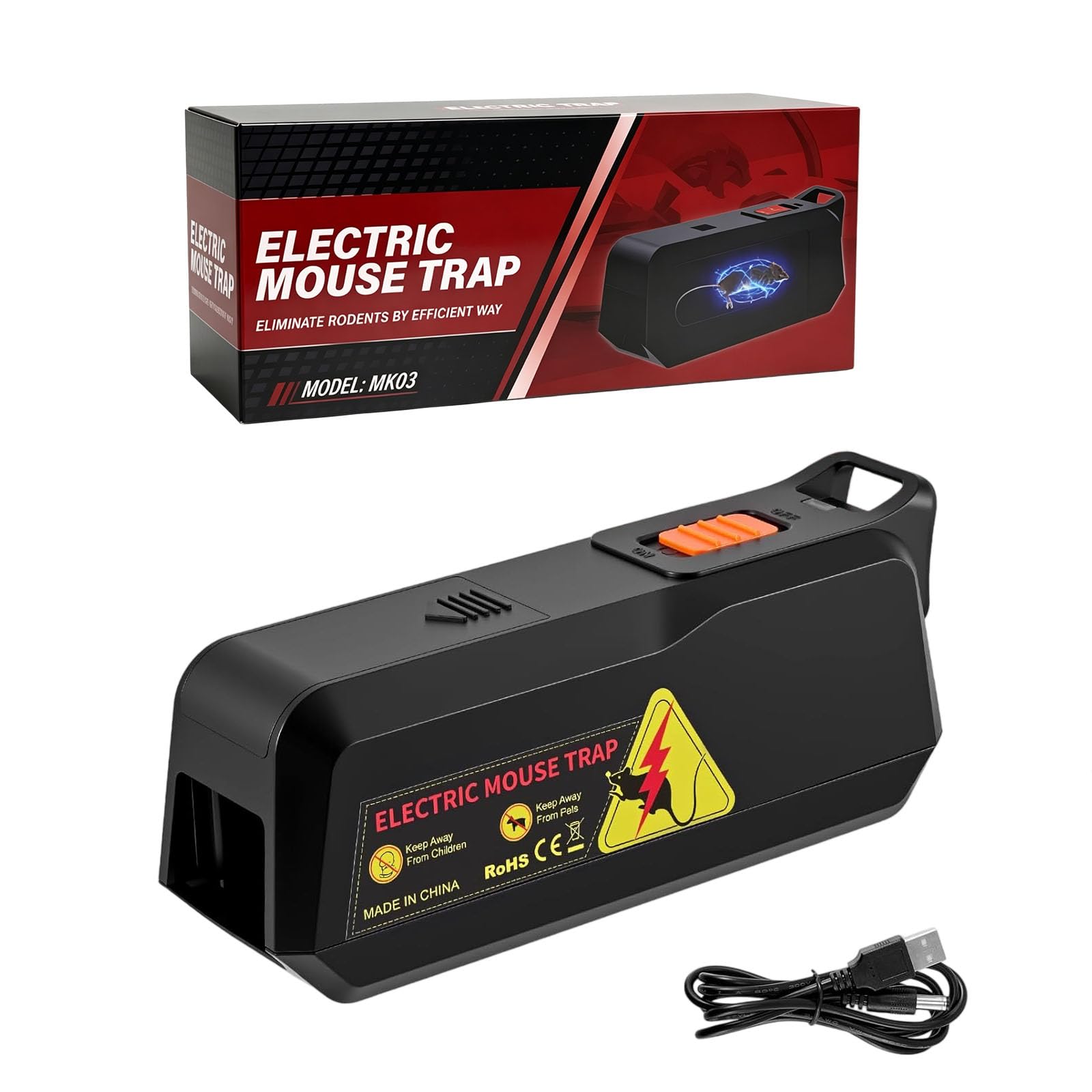 1800V Electric Rodent Trap, USB & Battery Operated Pest Catcher