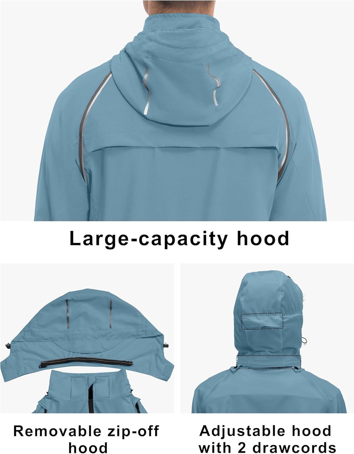 Little Donkey Andy Men's Quick-dry Running Jacket, Convertible UPF 50+ Cycling Jacket Windbreaker with Removable Sleeves - Image 3