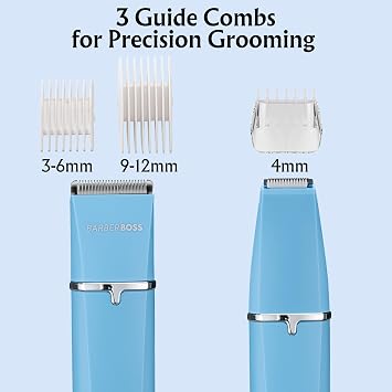 BarberBoss All-in-One Beard Trimmer Men, Body Groomer, Mens Grooming Kits, Hair Trimmer Men, Clippers for Men Haircut, Face Grooming, Hair Clipping, 4 Guide Combs QR-6053