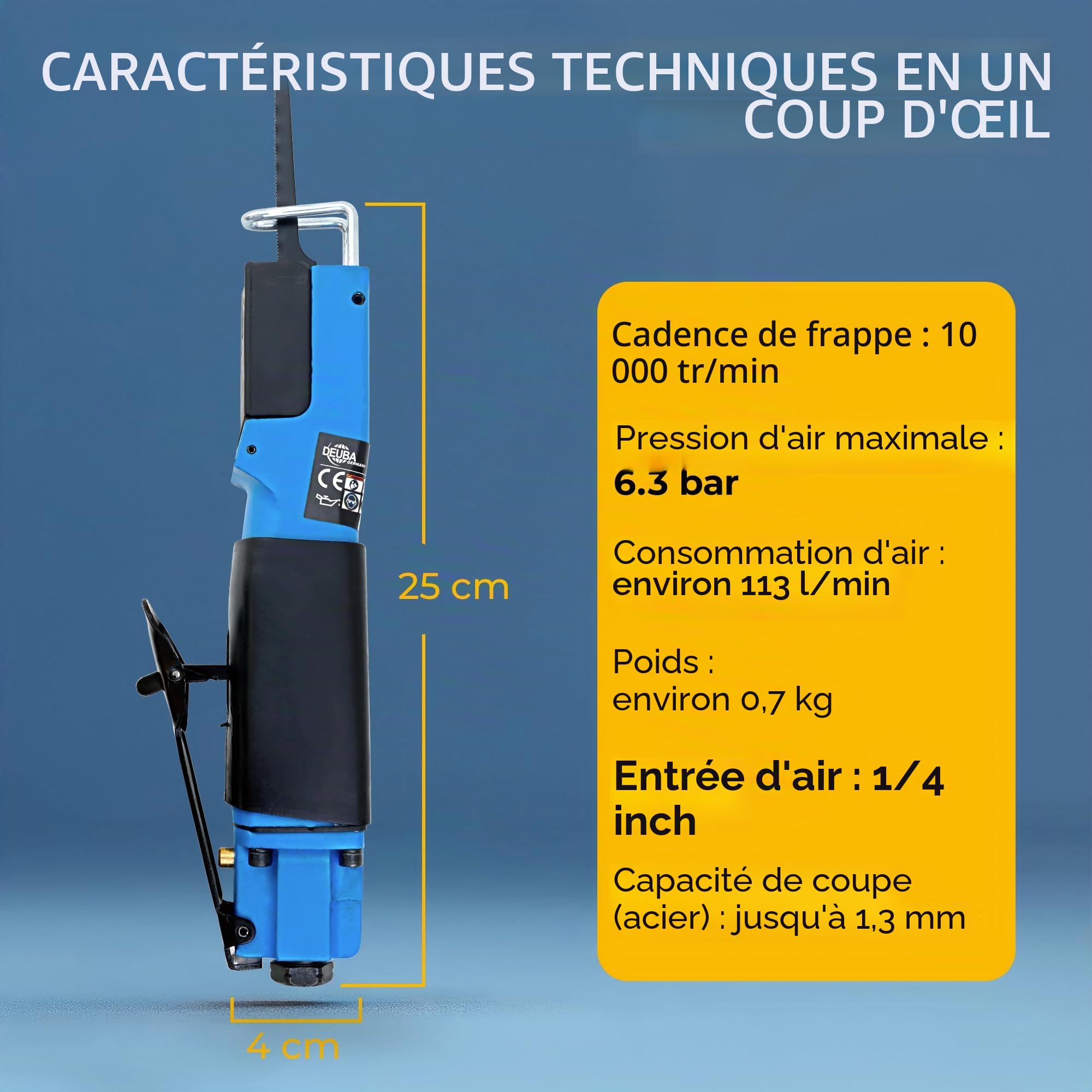 Scie à métaux pneumatique - Acier Aluminium Plastique - Outil Bricolage Garage