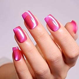 Imtiti Cat Eye Gel Nail Polish, 15ml Hot Pink Crystal Glitter, Magnetic, Holographic, UV LED Manicure Set