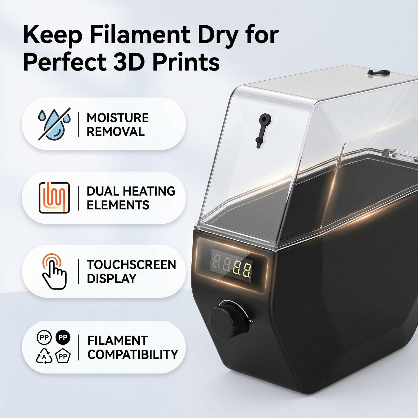 Hyuduo 3D-Drucker-Filament-Trockner, Digitalanzeige, T (EU-Stecker)