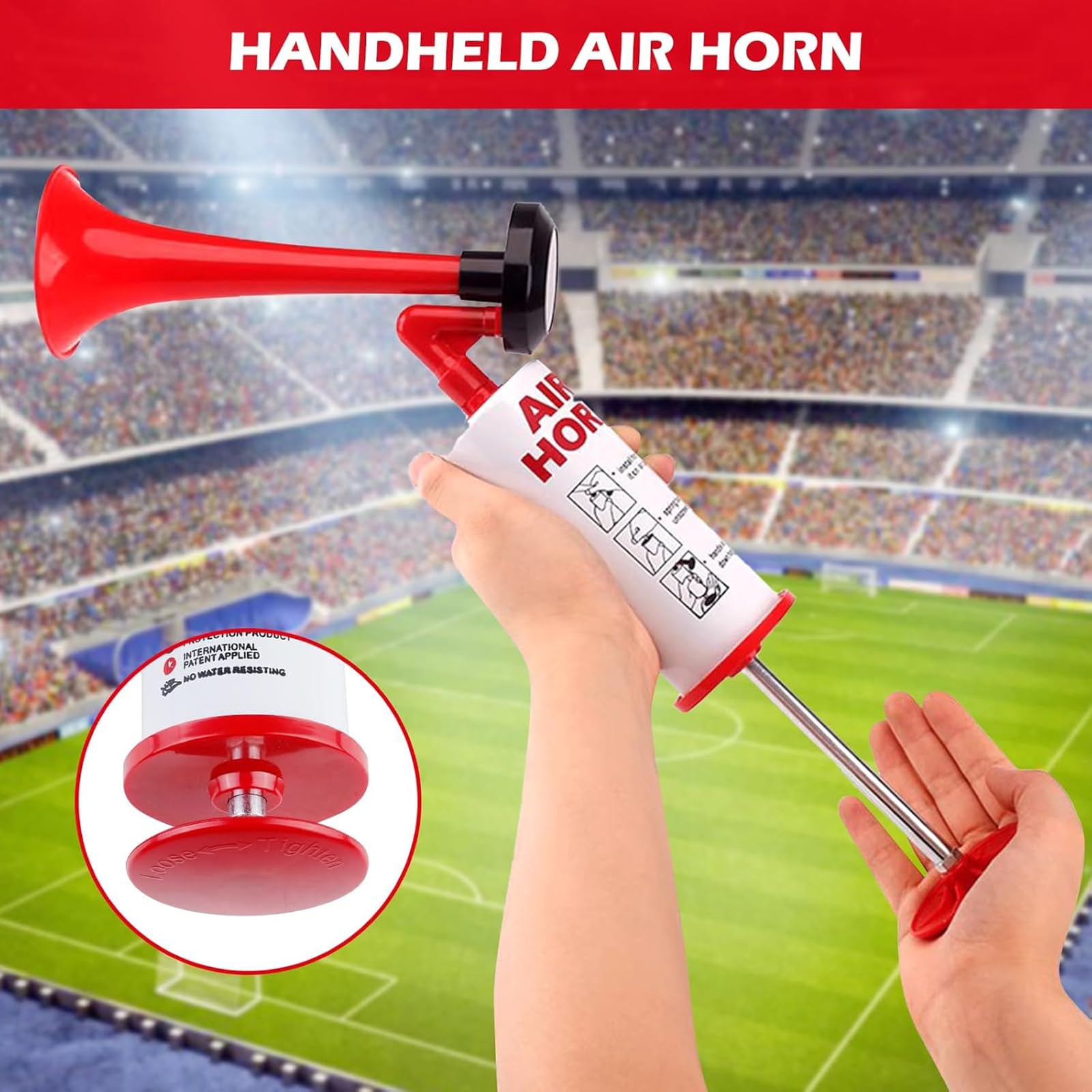 Klaxon à Air Comprimé en Métal 2 Pièces, Pression d'air Portable Fanfare pour Football Bateau Voiture