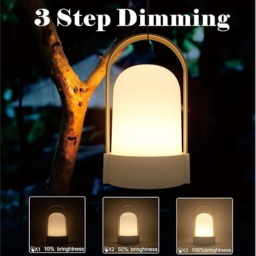 Miniatura 9 de Luz de mesa LED recargable en forma de hongo, luz nocturna inalámbrica IP44 impermeable, atenuación táctil de 3 niveles, carga USB tipo C, lámpara