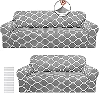 Vista 12 de Peryiter - Juego de 2 fundas para sofá para sala de estar, protector de muebles para sofá y sofás de dos plazas, sillón, funda elástica ajustada