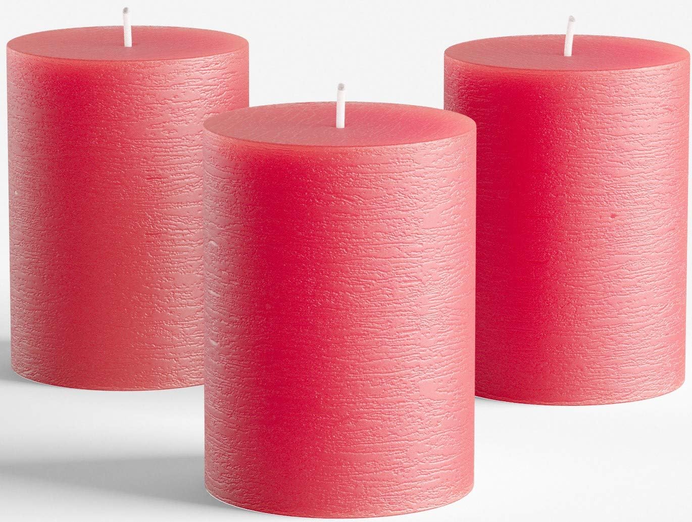 Set of 3 Pillar Candles 3" x 4" Unscented Handpoured Weddings, Home Decoration, Restaurants, Spa, Church Smokeless Cotton Wick - Ivory: Home Improvement